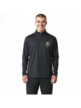 Fanatics Mens Size L Las Vegas Golden Knights Black 3/4 Zip Long Sleeve Pullover
